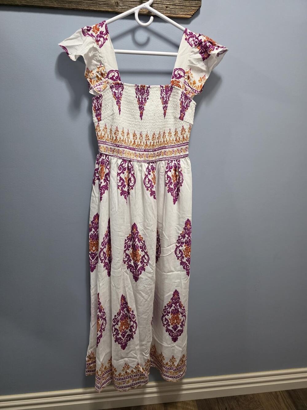 BTFBM Floral Boho Maxi Sundress Size S – Casual Summer Dress